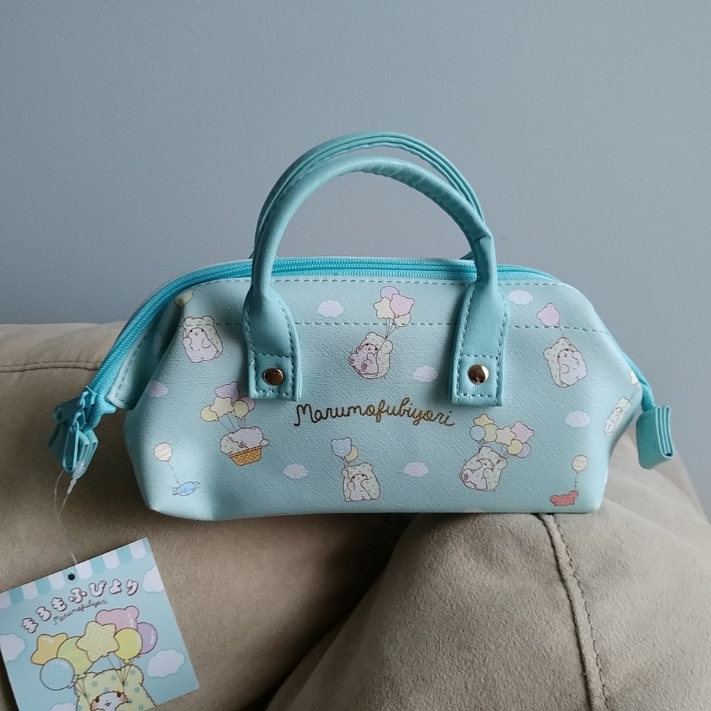 Sanrio MaruMofuBiyori balloon print pouch with handles